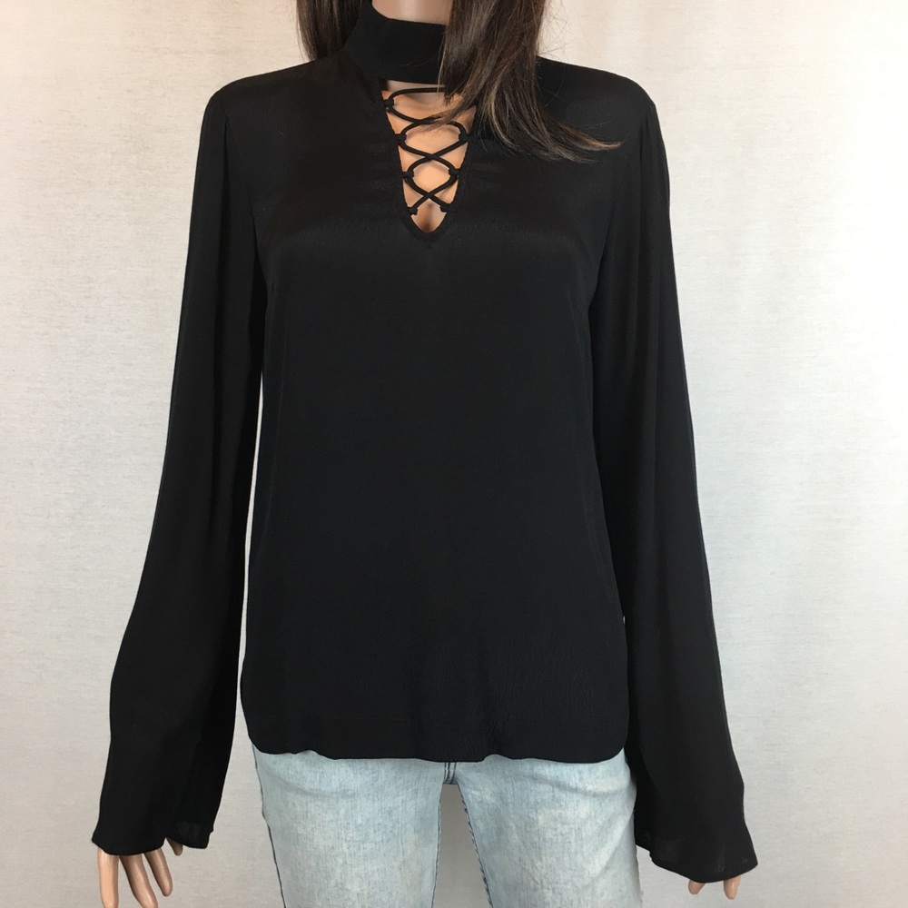 DIVIDED Criss Cross Plunge Neckline Blouse